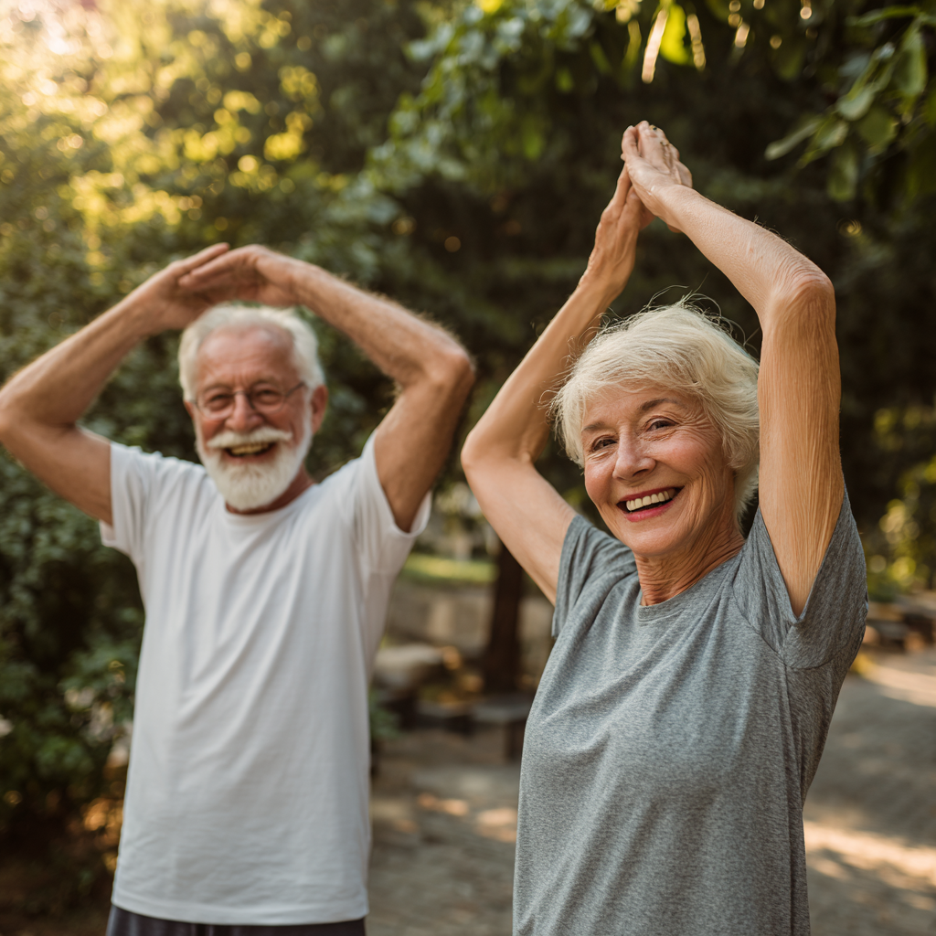 Happy elderly European couple preparing healthy nutritious meal together in a modern kitchen